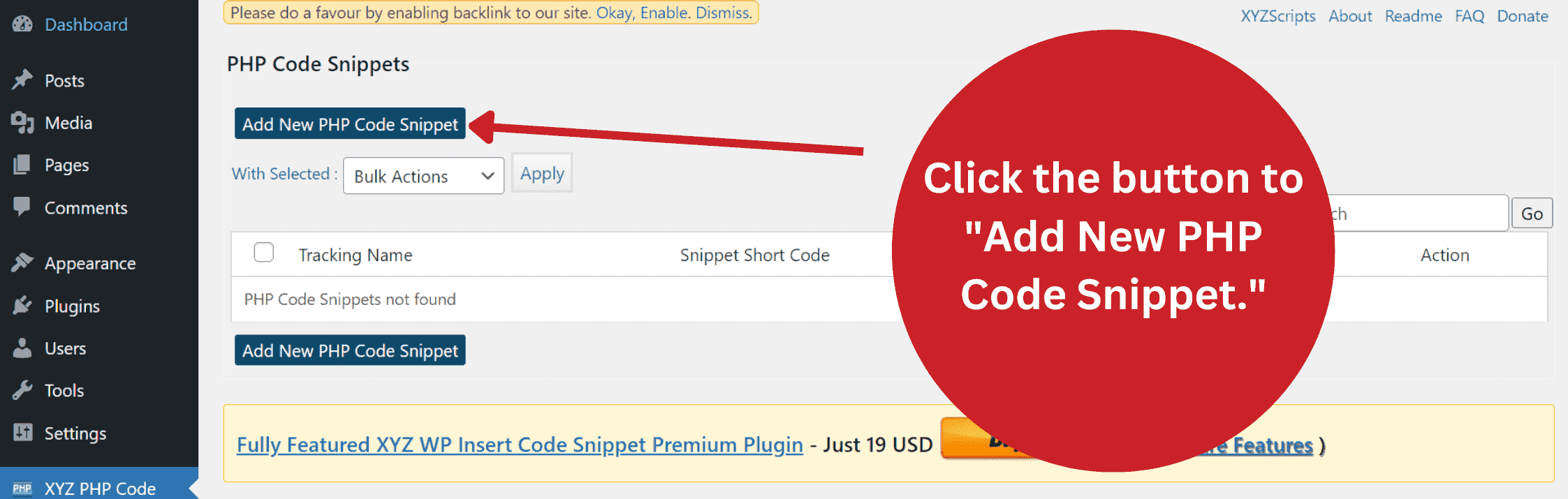 Add New PHP Code Snippet